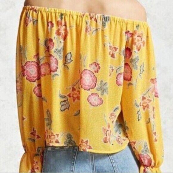 Forever 21 Yellow Floral Off the Shoulder Blouse - Picture 10 of 10